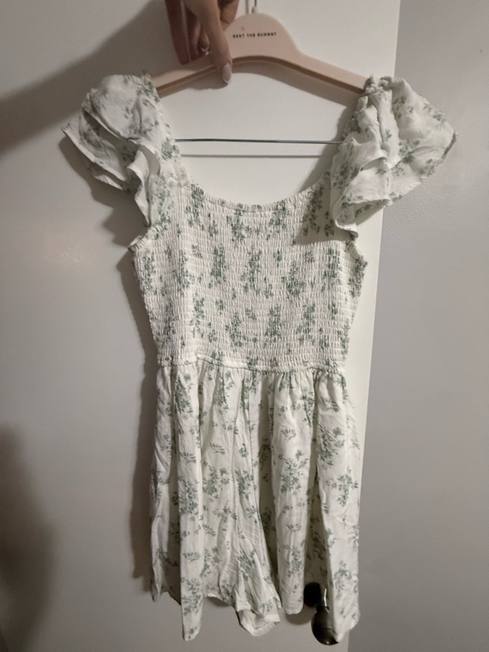 Hollister White Dress with Sage Green Floral Print - Picture 2 of 5